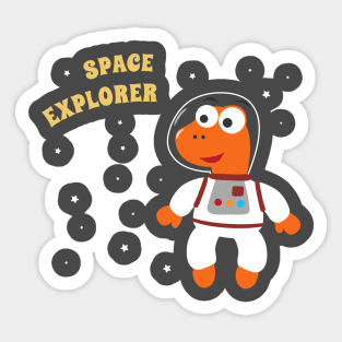 Cute dinosaur astronaut. Sticker